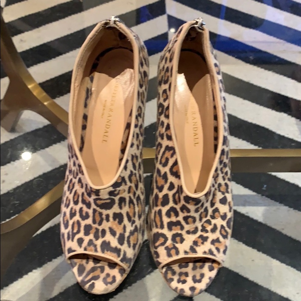 Loeffler Randall Leopard Open Toe Booties / Heels